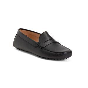 ACE MARKS Black Men's Made In Italy Leather Santi Flat Moccasins